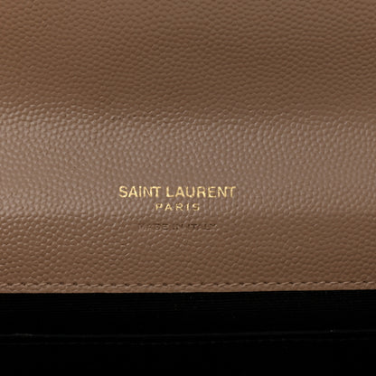 Saint Laurent Grain De Poudre Matelasse Chevron Monogram Envelope Clutch Dark Beige 6 of 11