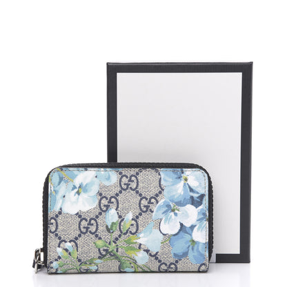 Gucci GG Supreme Monogram Blooms Zip Around Card Case Wallet Beige Blue Navy 7 of 7