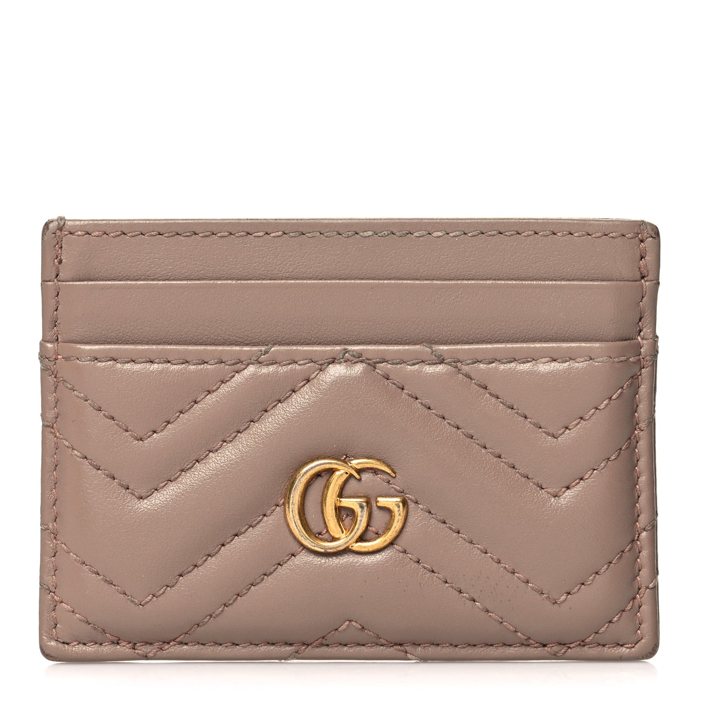 Calfskin Matelasse GG Marmont Card Holder Porcelain Rose