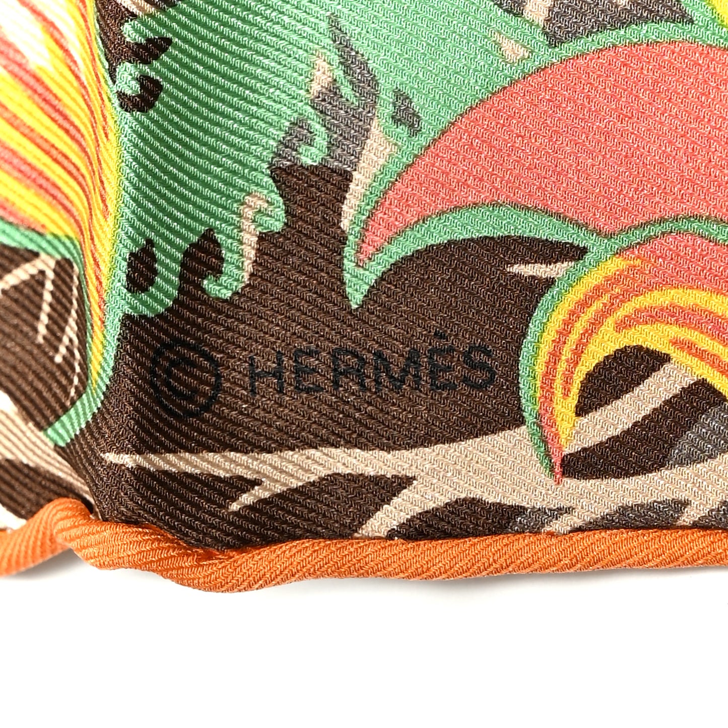 Silk Tyger Tyger Scarf 70 Beige Dore Orange Cuit Vert