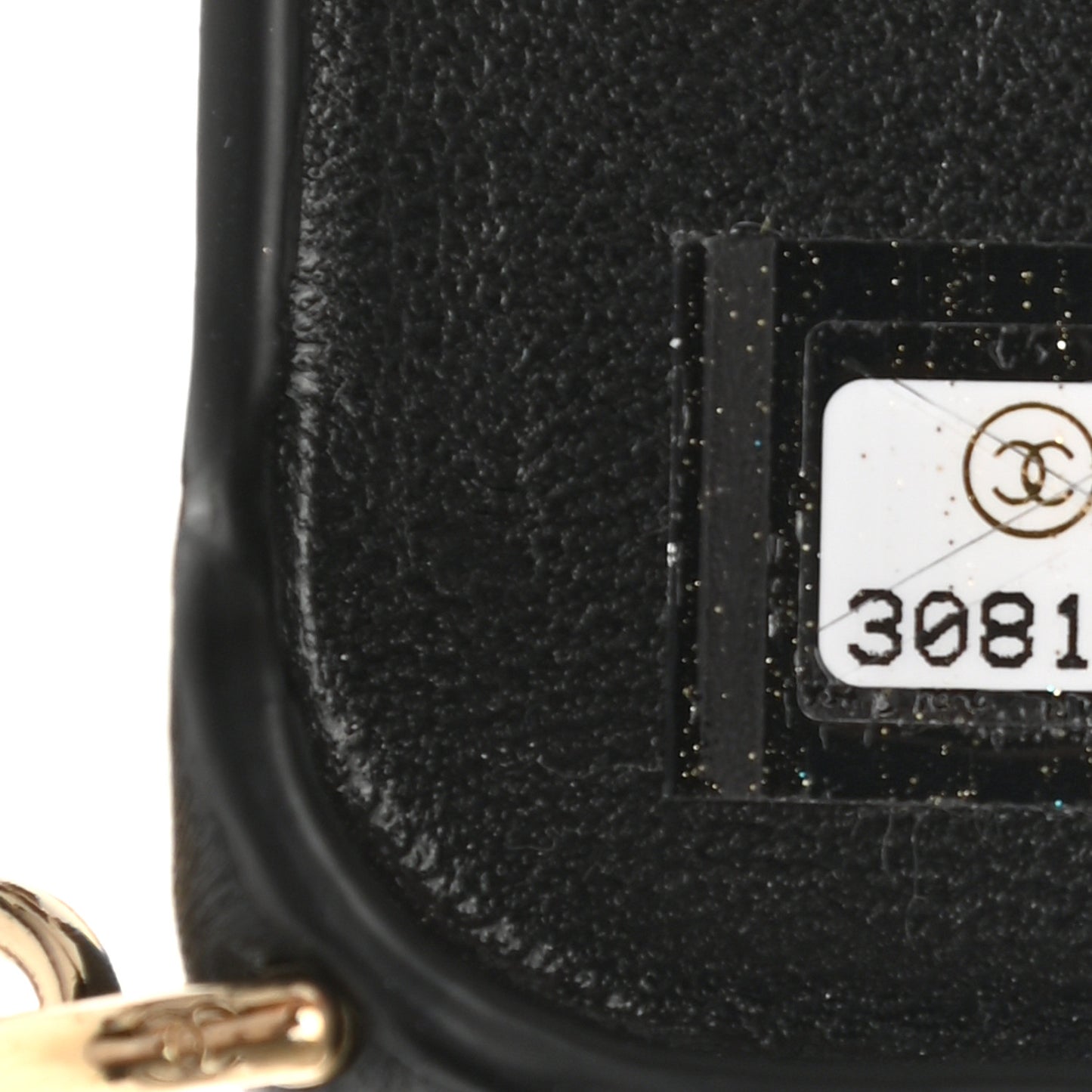 Lambskin Quilted Camellia Bow iPhone XII Pro Holder With Chain Black