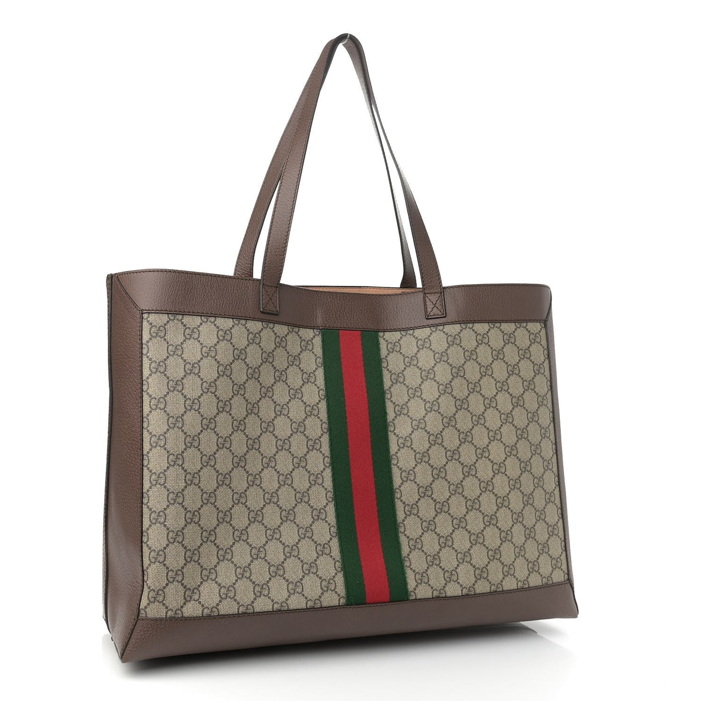 GG Supreme Monogram Web Ophidia Tote Brown