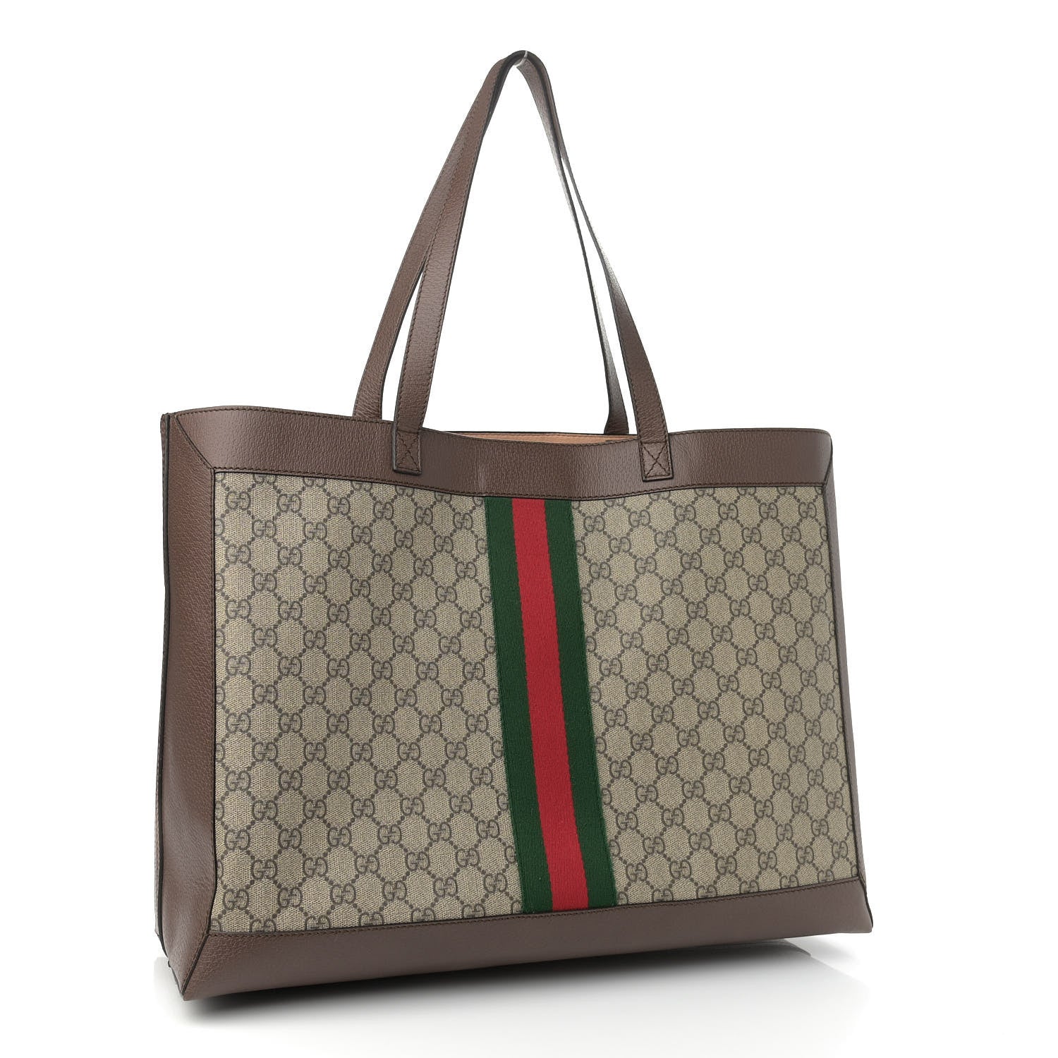 Gucci GG Supreme Monogram Web Ophidia Tote Brown 4 of 11