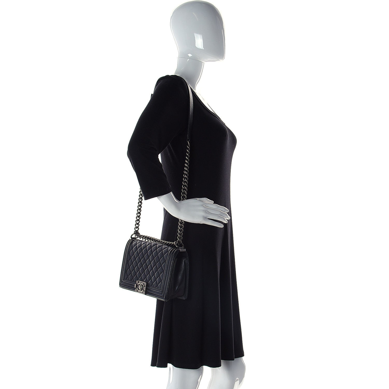 Chanel Calfskin Quilted Medium Boy Flap Black 2 of 9