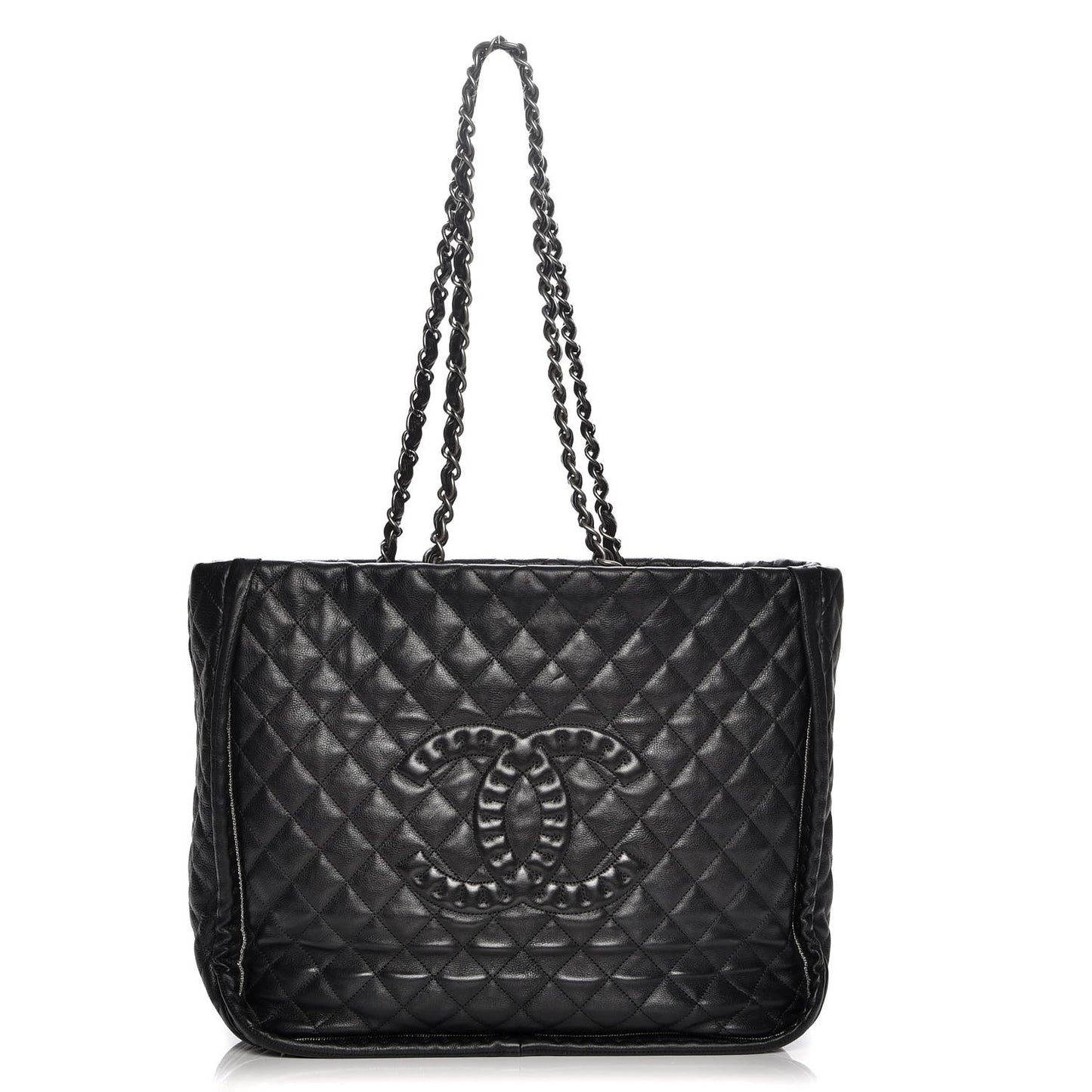Calfskin Quilted Large Istanbul Tote Black