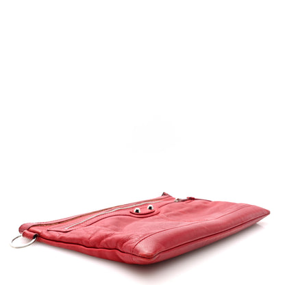 Balenciaga Smooth Calfskin Classic SIlver Hardware Medium Clip Red Lipstick 4 of 7