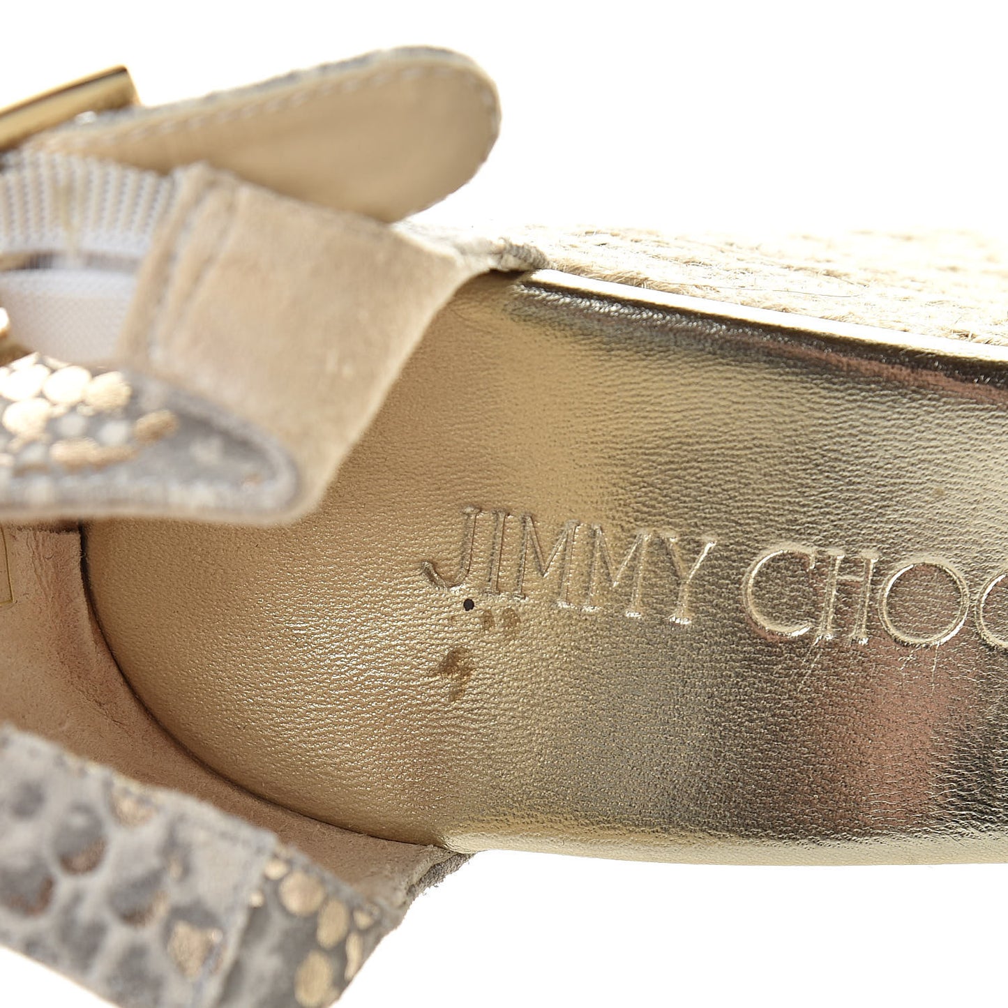 Metallic Printed Suede Pallis Wedge Sandals 36 Light Kaki