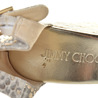 Jimmy Choo Metallic Printed Suede Pallis Wedge Sandals 36 Light Kaki 9 of 9