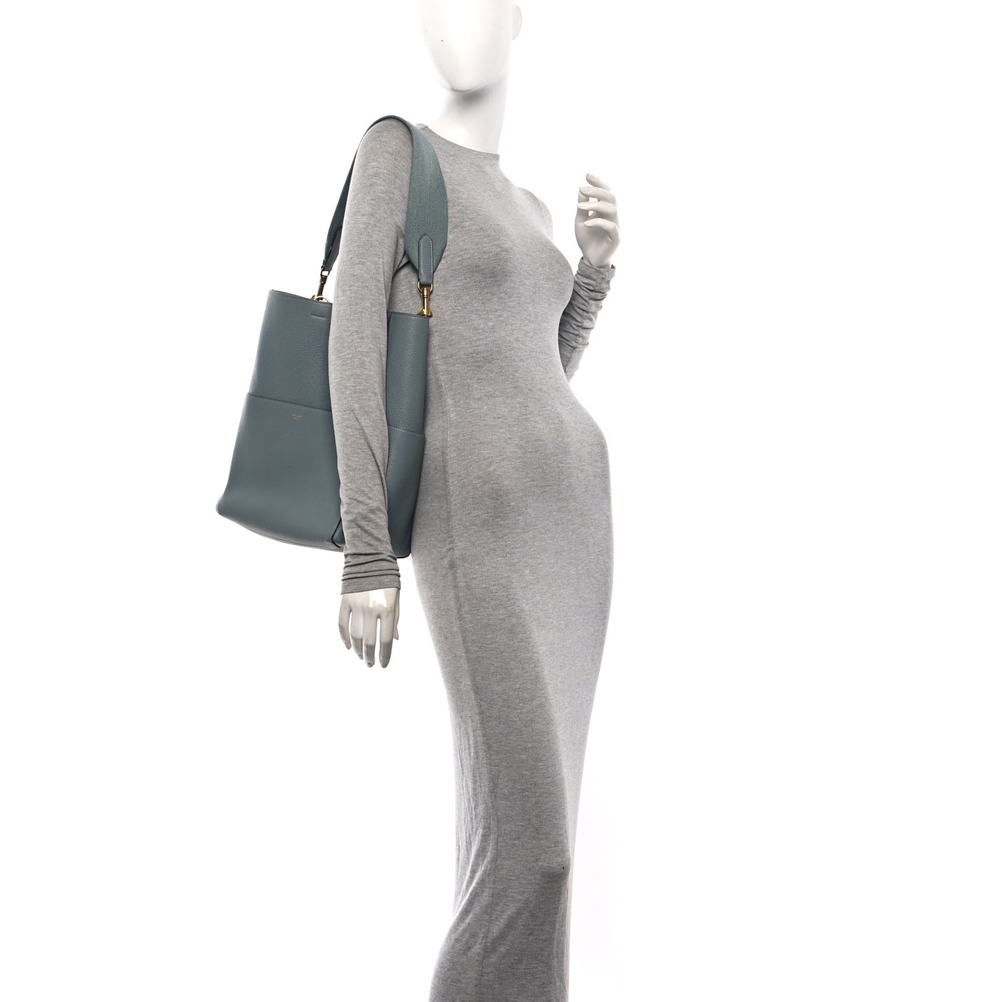 Soft Grained Calfskin Sangle Bucket Bag Storm