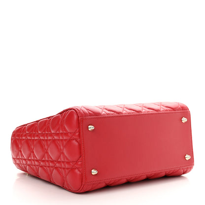 Christian Dior Lambskin Cannage Medium Lady Dior Red 4 of 11