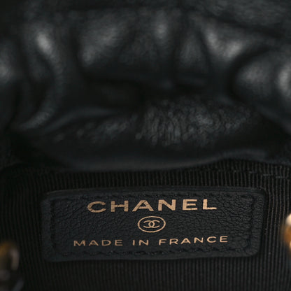 Chanel Calfskin Quilted Mini Drawstring Bucket Bag Black 6 of 11