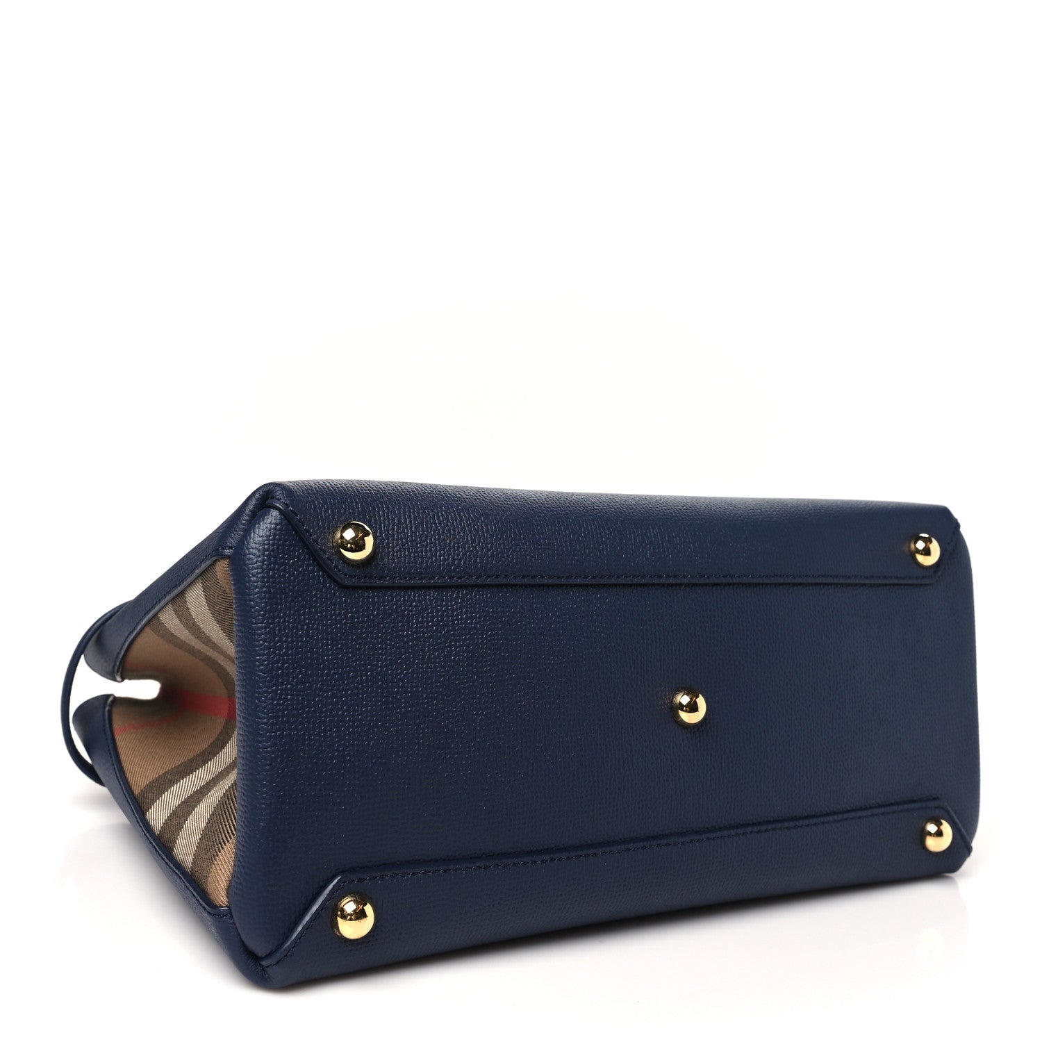 Burberry Derby Calfskin Vintage Check Medium Banner Tote Regency Blue 4 of 10