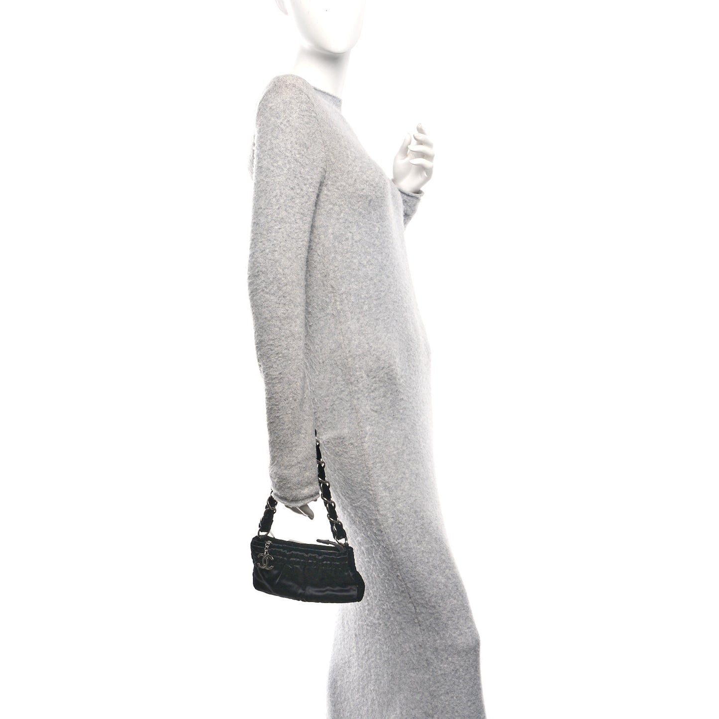 Velvet Satin Evening Bag Black