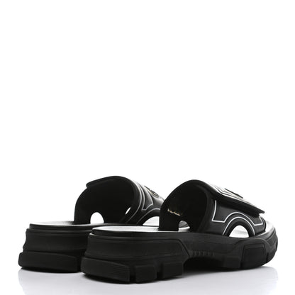 Gucci Nappa Grosgrain Logo Mens Velcro Chunky Slide Sandals 8 Black 4 of 7