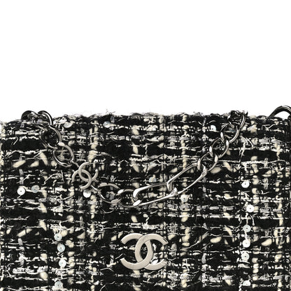 Chanel Sequin Tweed Single Flap Ecru Black 9 of 32
