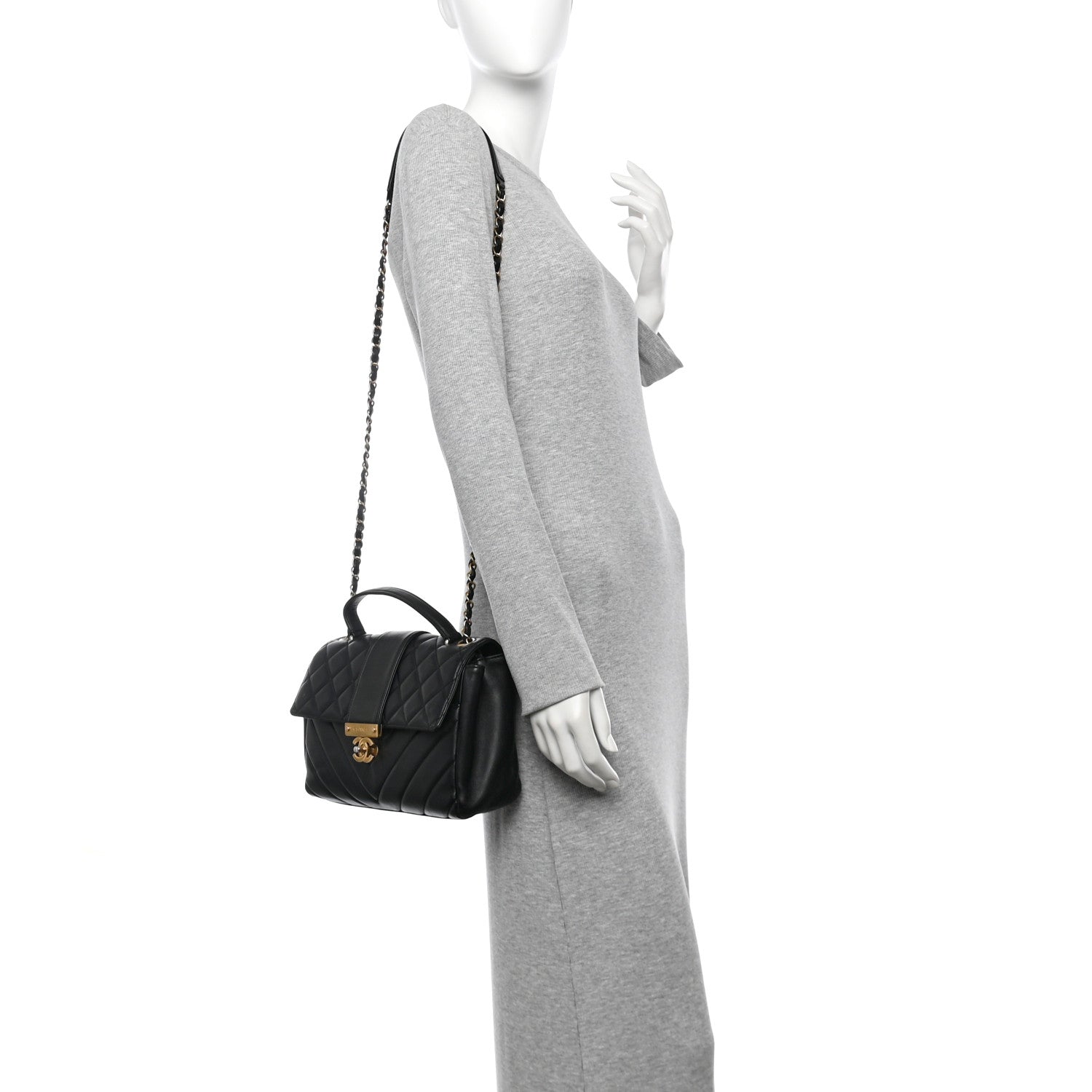 Chanel Calfskin Quilted Chevron In The City Bag Black 2 of 11