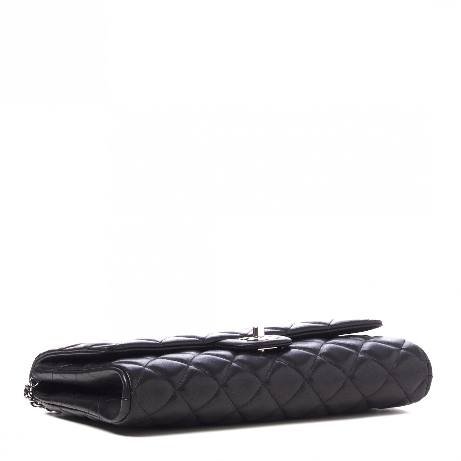Chanel Lambskin Quilted Clutch With Chain Flap Black 3 of 9