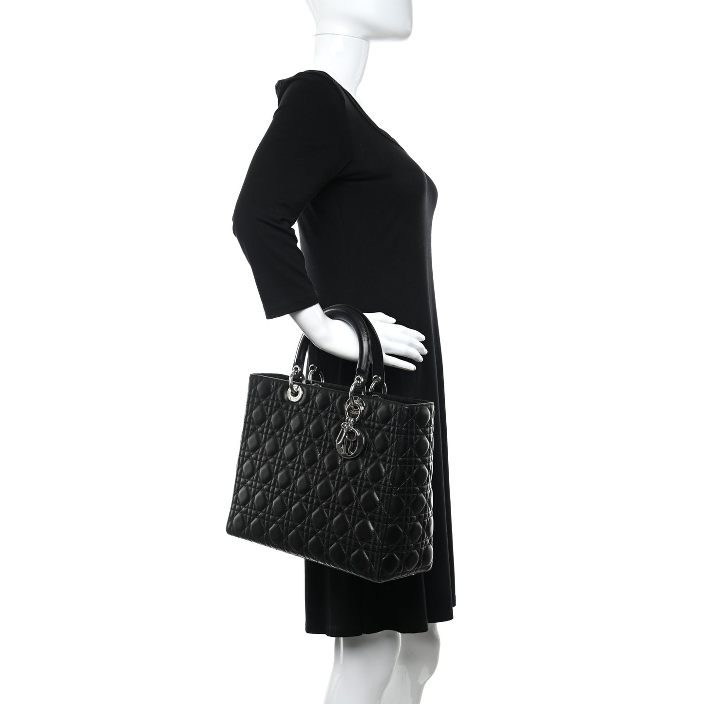 Lambskin Cannage Large Lady Dior Black