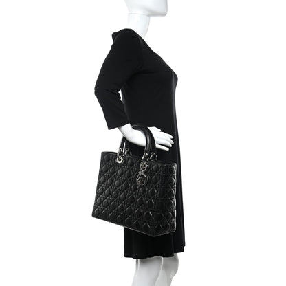 Christian Dior Lambskin Cannage Large Lady Dior Black 3 of 12