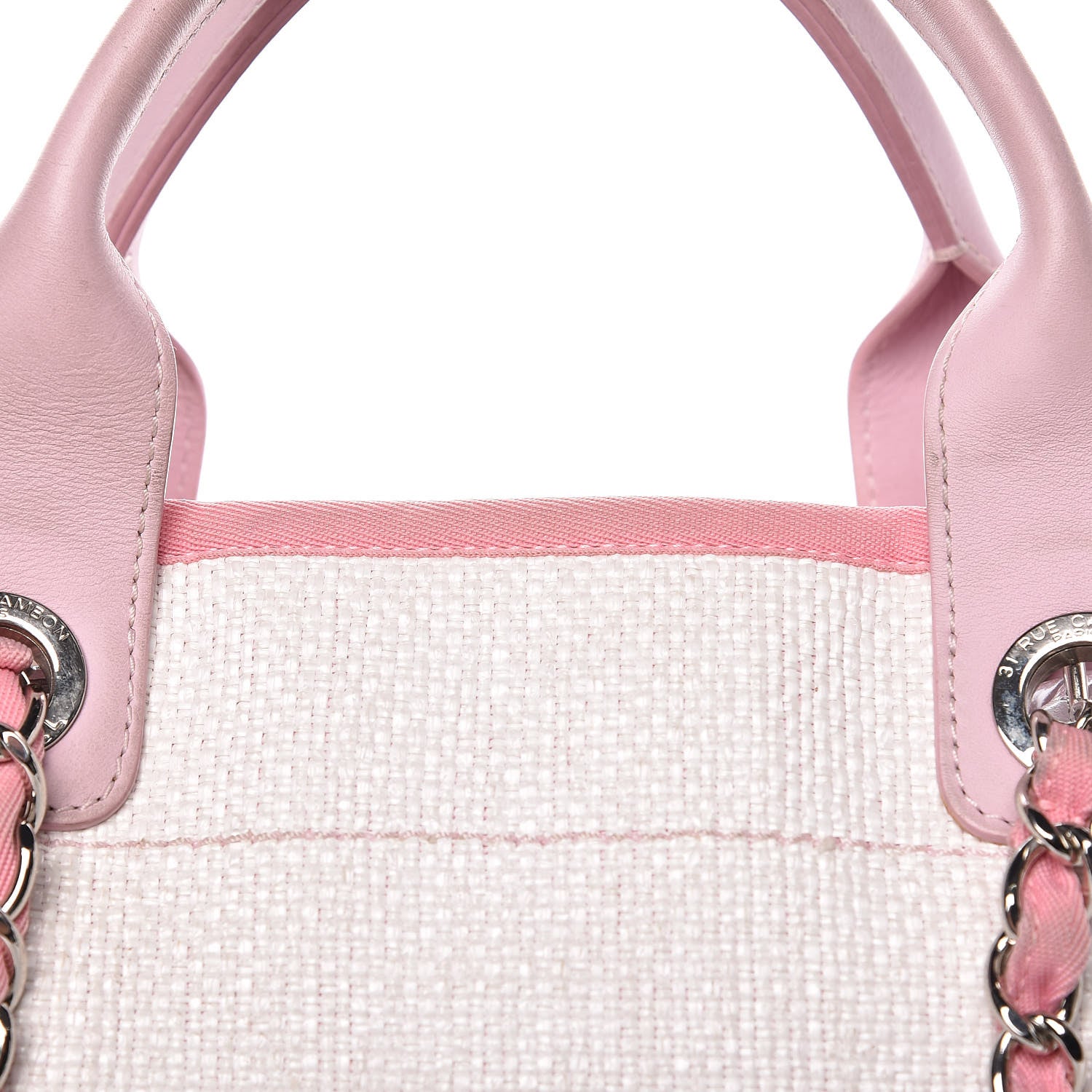 Chanel Woven Straw Raffia Large Deauville Tote Pink 19 of 31