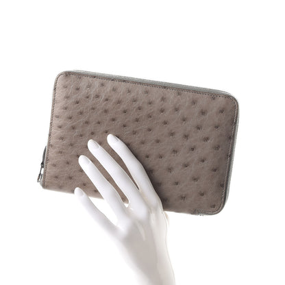 Hermes Ostrich Azap GM Combined Wallet Gris Tourterelle 2 of 8