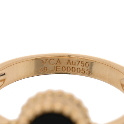 Van Cleef & Arpels 18K Yellow Gold Black Onyx Diamond Vintage Alhambra Ring 49/5 4 of 4