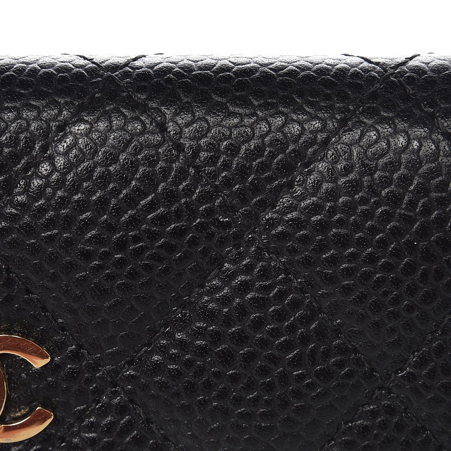 Caviar Quilted Flap Card Holder Black