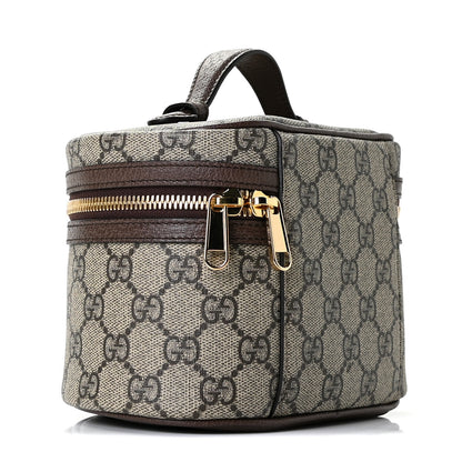 Gucci GG Supreme Monogram Textured Calfskin Web Ophidia Vanity Cosmetic Case Beige Ebony New Acero 2 of 10