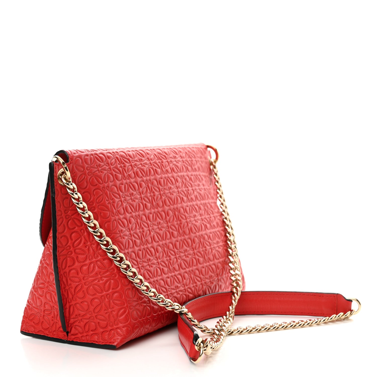 Loewe Goatskin Embossed Avenue Shoulder Bag Red 3 of 9
