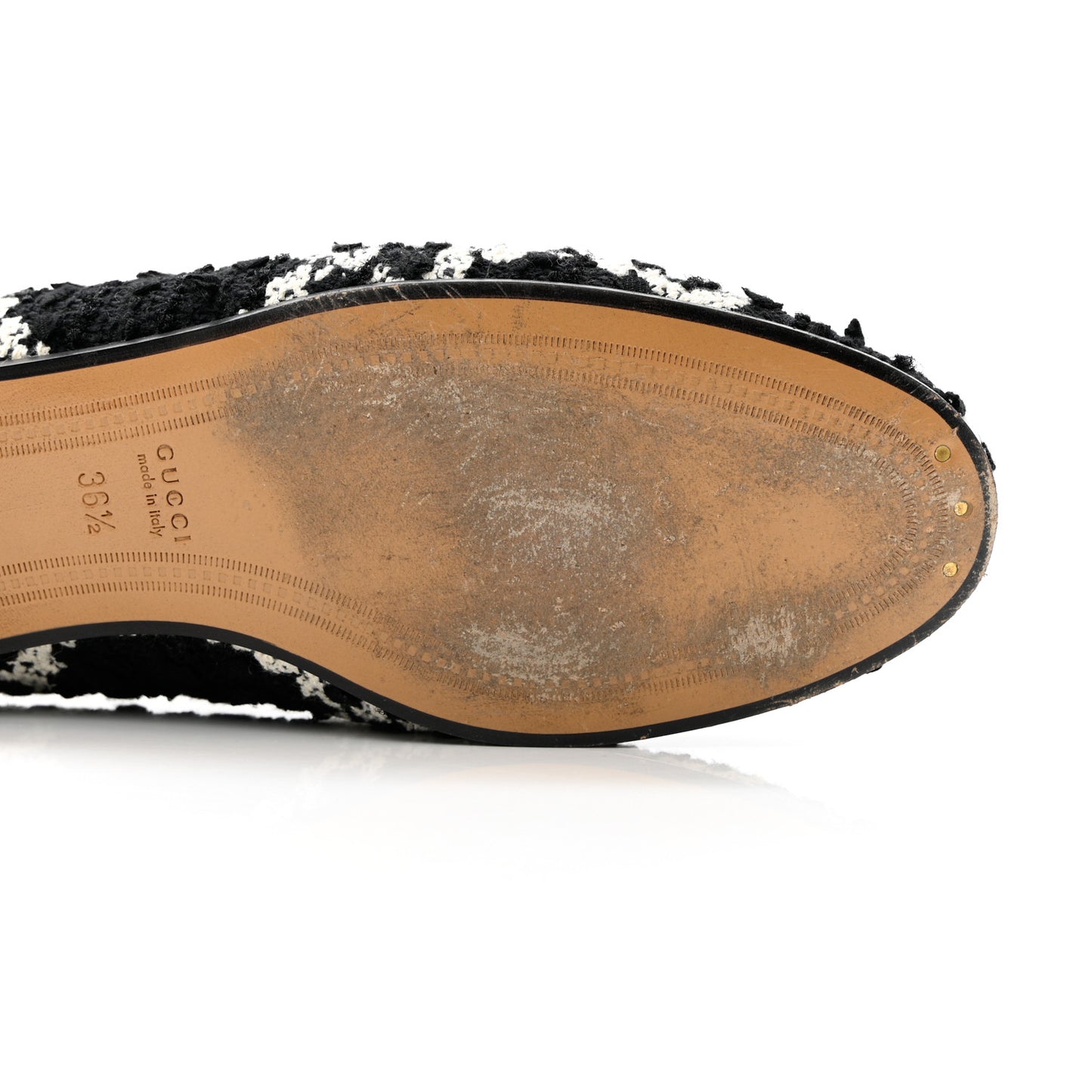 Tweed GG Monogram Horsebit Womens Jordaan Loafers 36.5 Black Natural