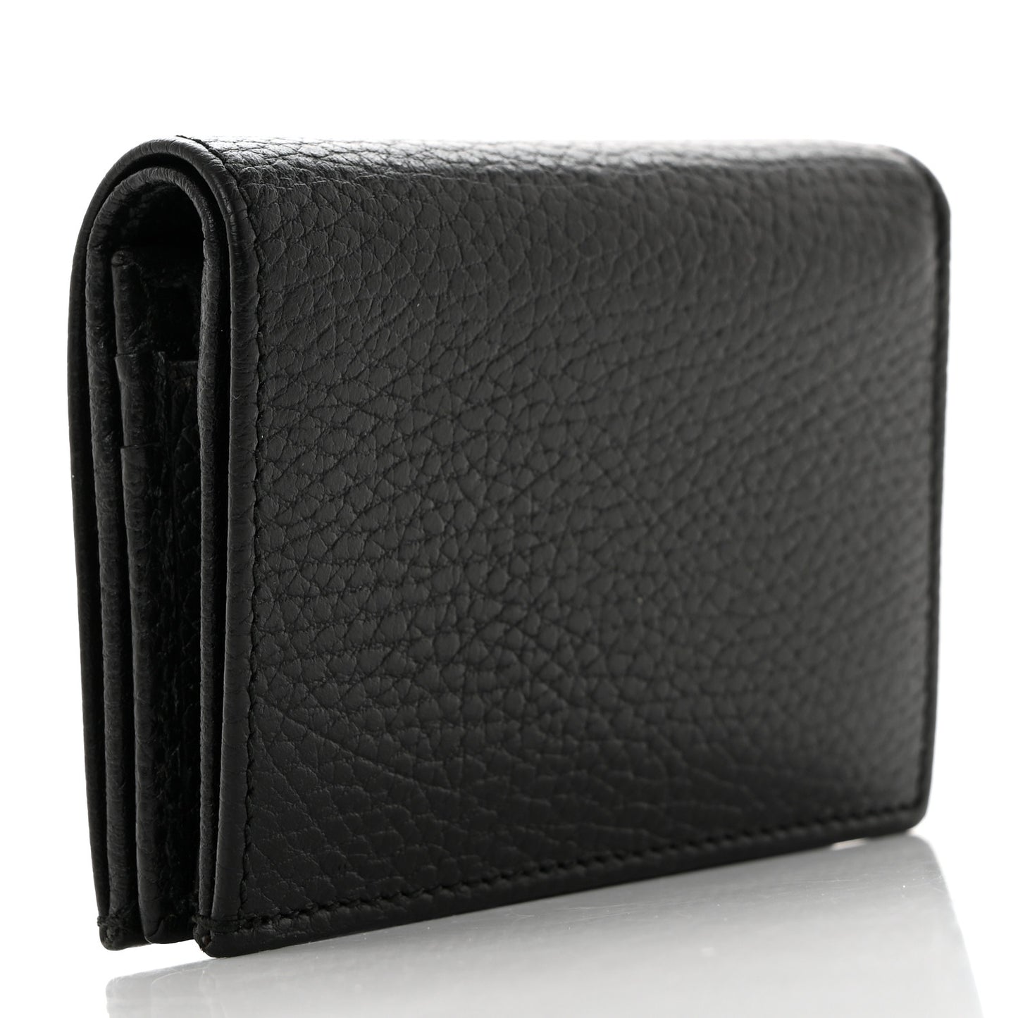 Pebbled Calfskin Butterfly Card Case Black