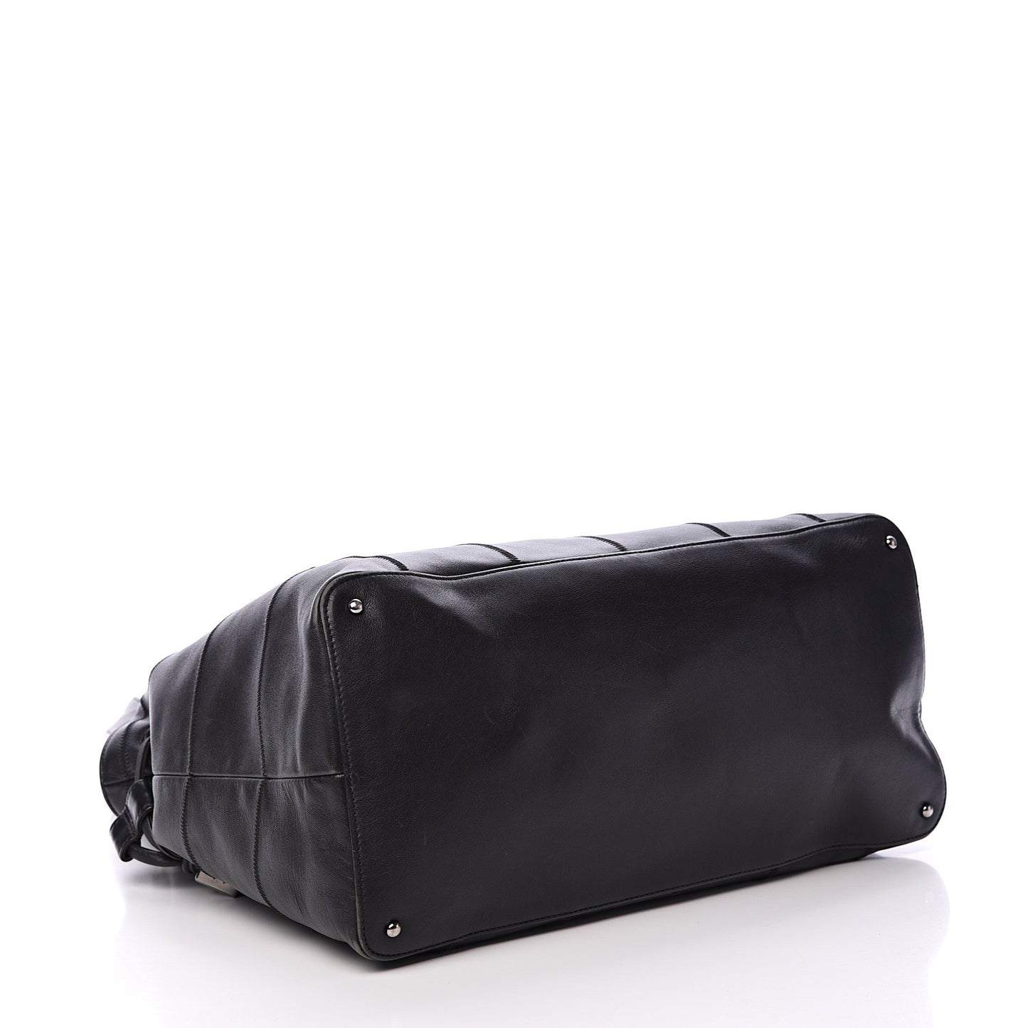 Calfskin Square Stitched Tassel Bag Black
