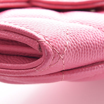 Chanel Caviar Quilted Flap Card Holder Wallet Pink 5 of 11