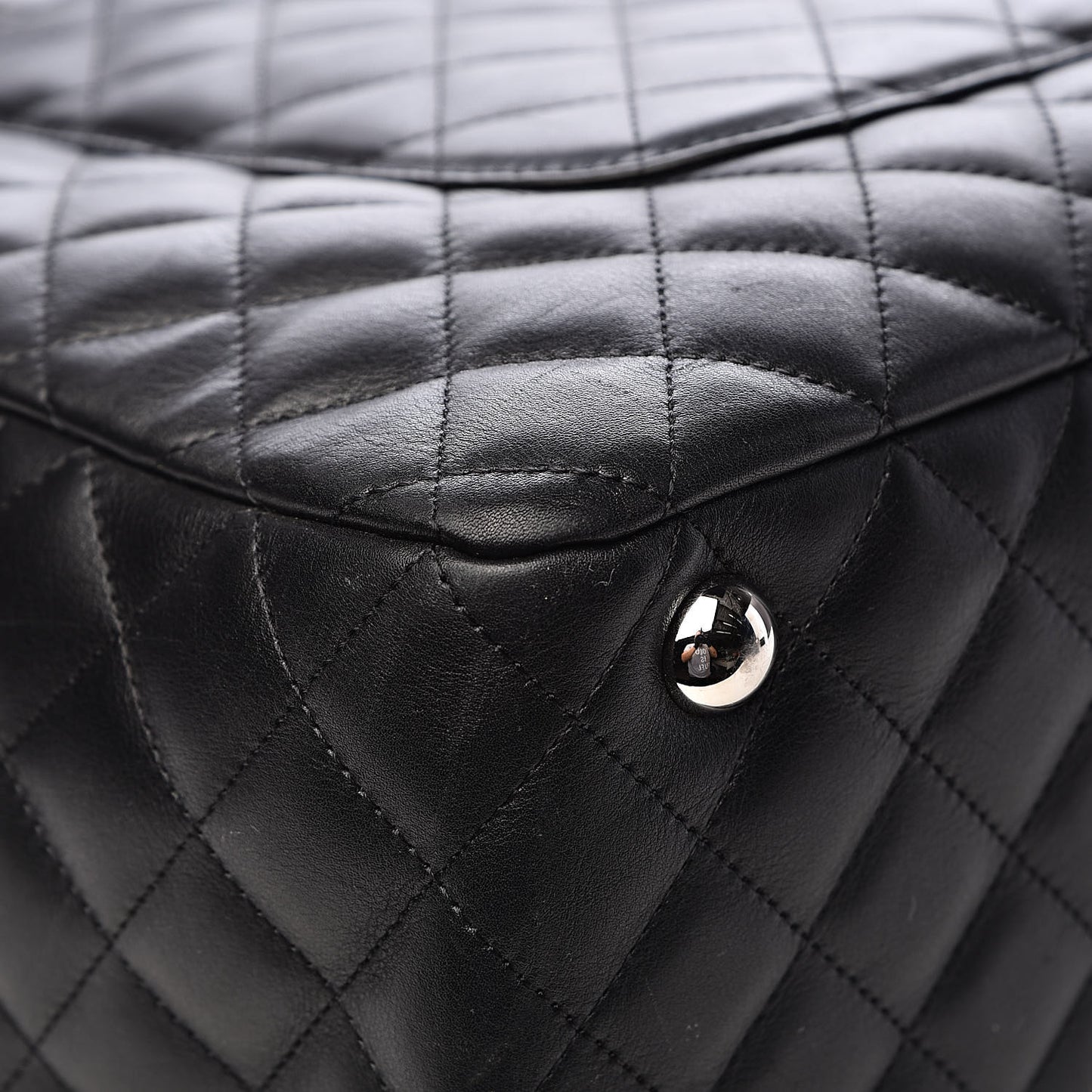 Calfskin Quilted Large Cambon Bag Black