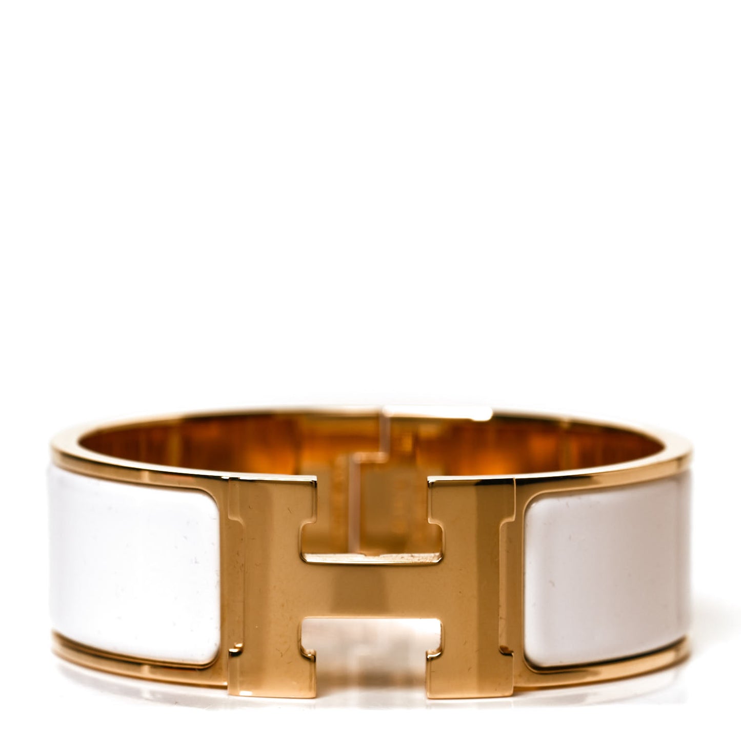 Enamel Wide Clic Clac H Bracelet GM White