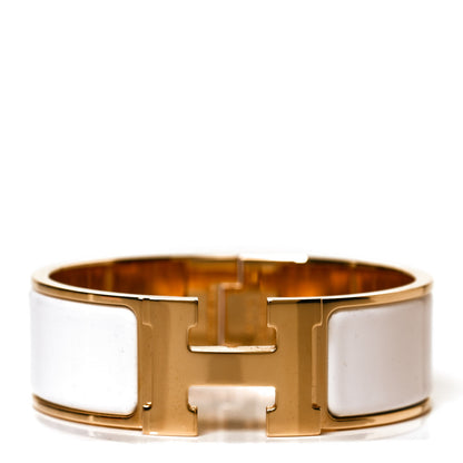Hermes Enamel Wide Clic Clac H Bracelet GM White 1 of 4