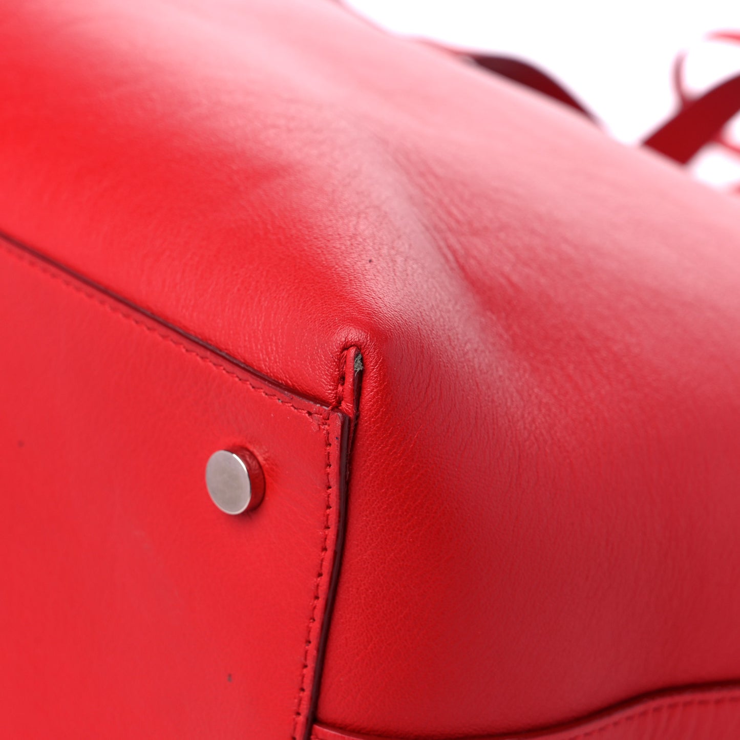 Calfskin Crystal Buckle Shopping Tote Red