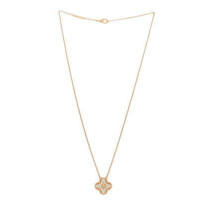Van Cleef & Arpels 18K Rose Gold Diamond Vintage Alhambra Pendant Necklace 3 of 6