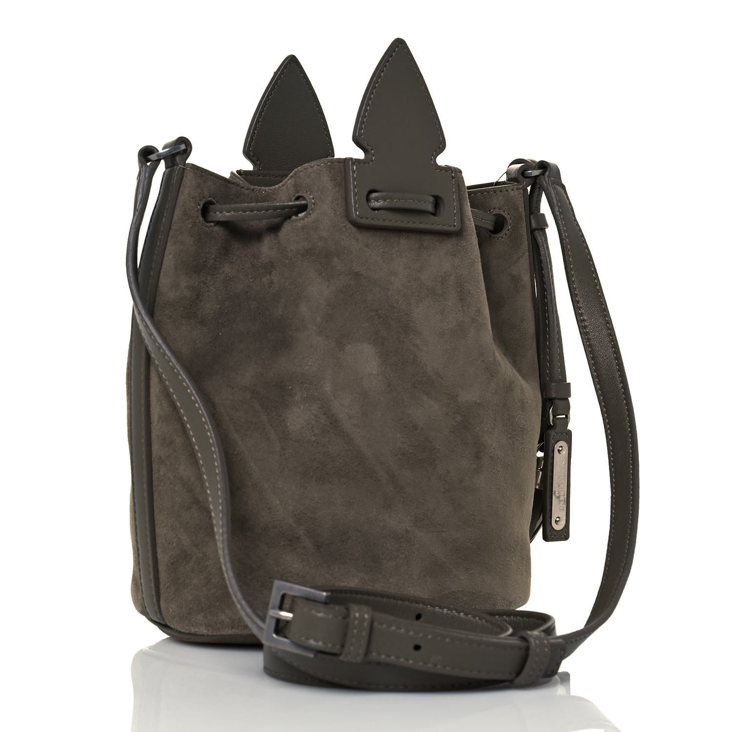 Suede Calfskin Small Anja Bucket Grey