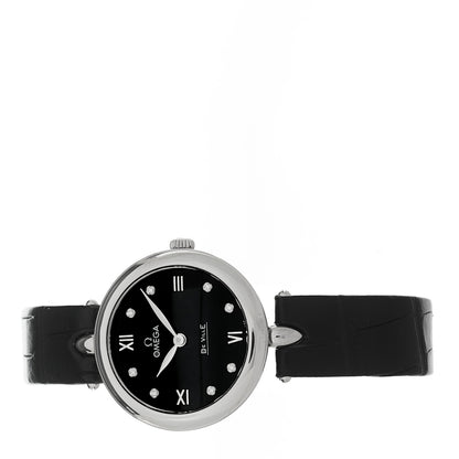 Omega Stainless Steel Alligator Diamond 27mm De Ville Quartz Watch Black 424.13.27.60.51.001 2 of 4