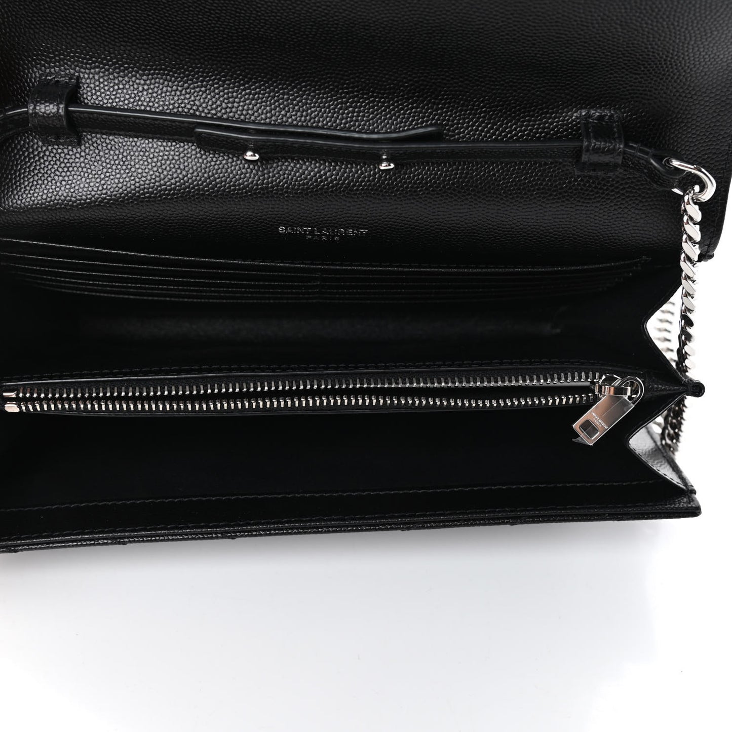 Grain De Poudre Matelasse Chevron Monogram Chain Wallet Black