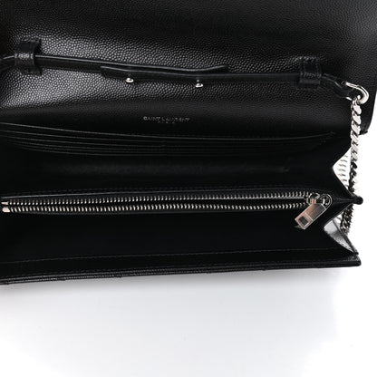 Saint Laurent Grain De Poudre Matelasse Chevron Monogram Chain Wallet Black 4 of 4