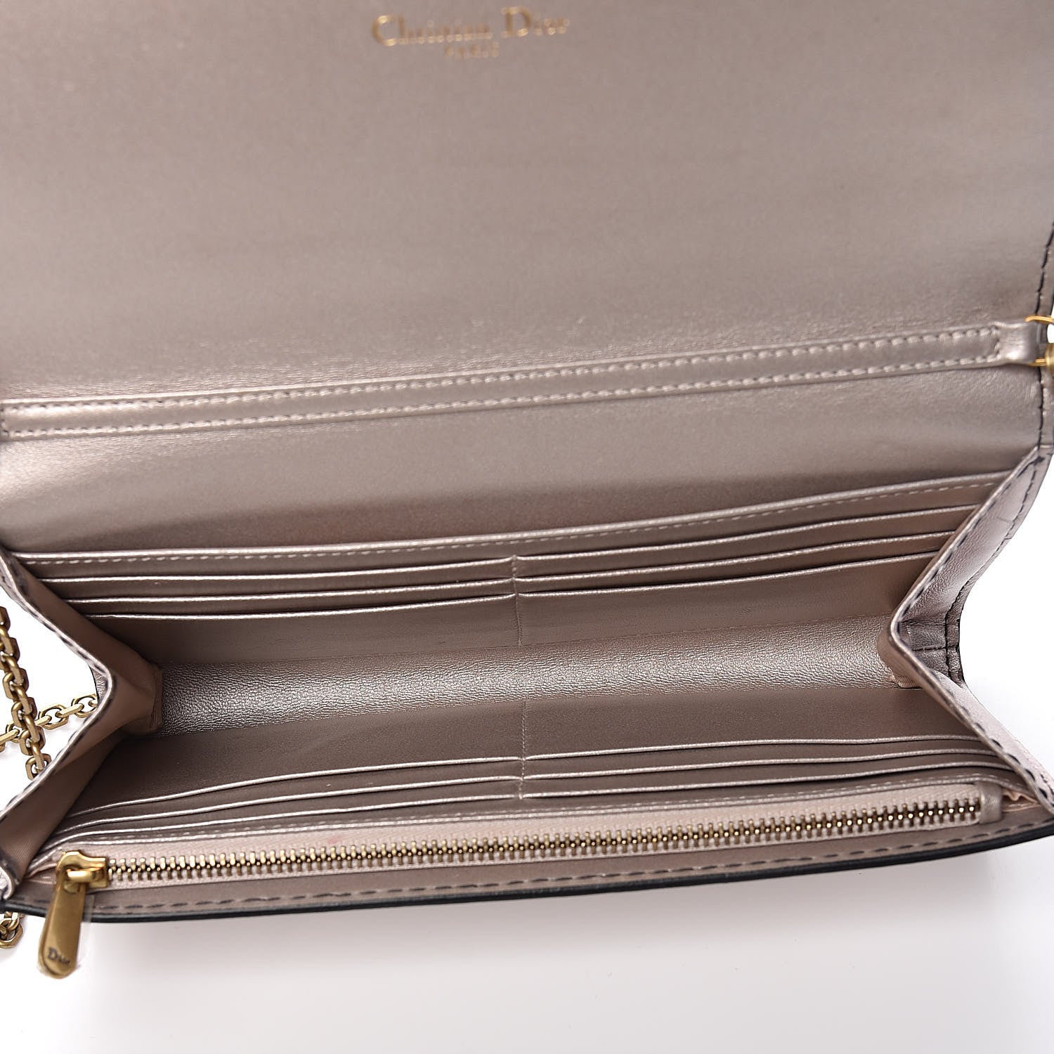 Christian Dior Metallic Calfskin J'adior Croisiere Chain Wallet Bronze 5 of 10