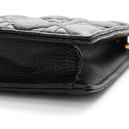 Christian Dior Calfskin Cannage Caro Zipped Pouch With Chain Black 10 of 11