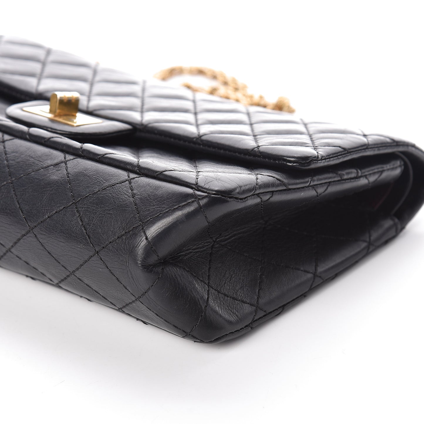Aged Calfskin Quilted 2.55 Reissue 225 Flap Black