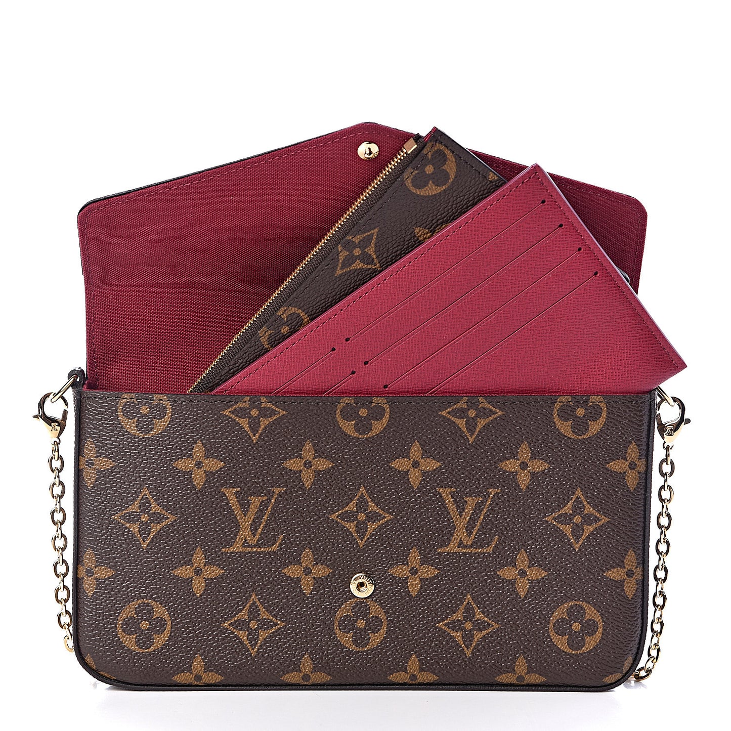 Monogram Pochette Felicie Chain Wallet Fuchsia