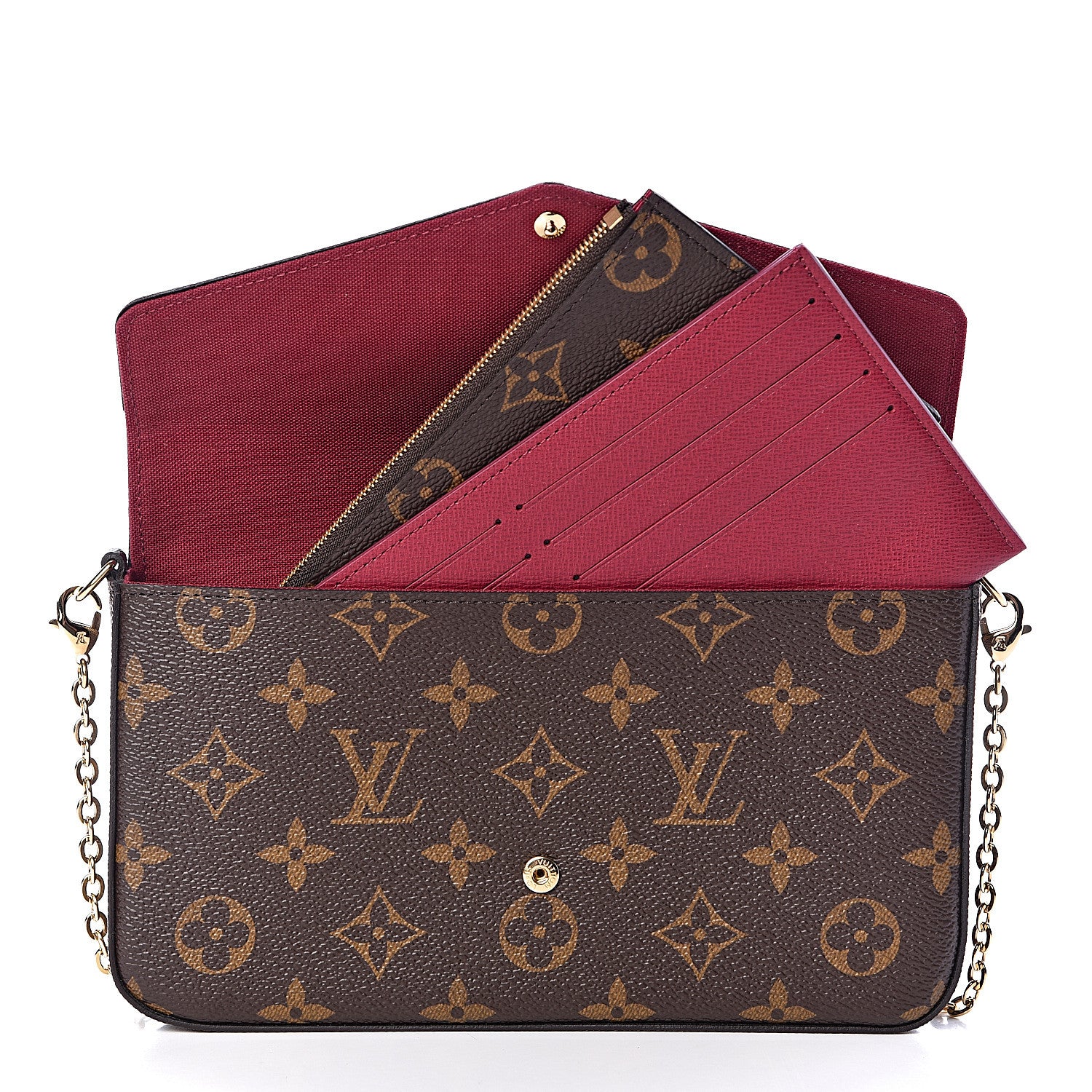 Louis Vuitton Monogram Pochette Felicie Chain Wallet Fuchsia 10 of 14
