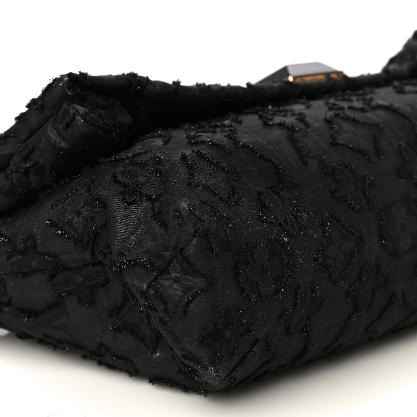 Lurex Quilted Monogram Altair Clutch Black