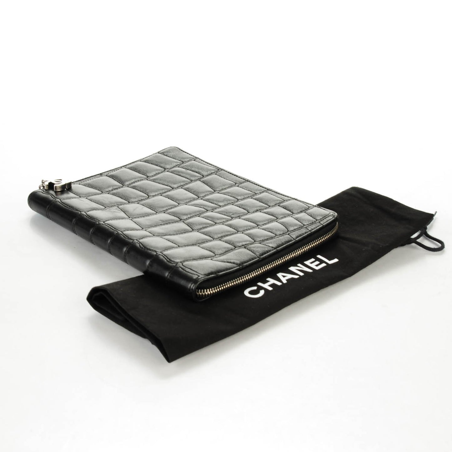 Calfskin Coco's Croc Zip Around Notebook Cover Black