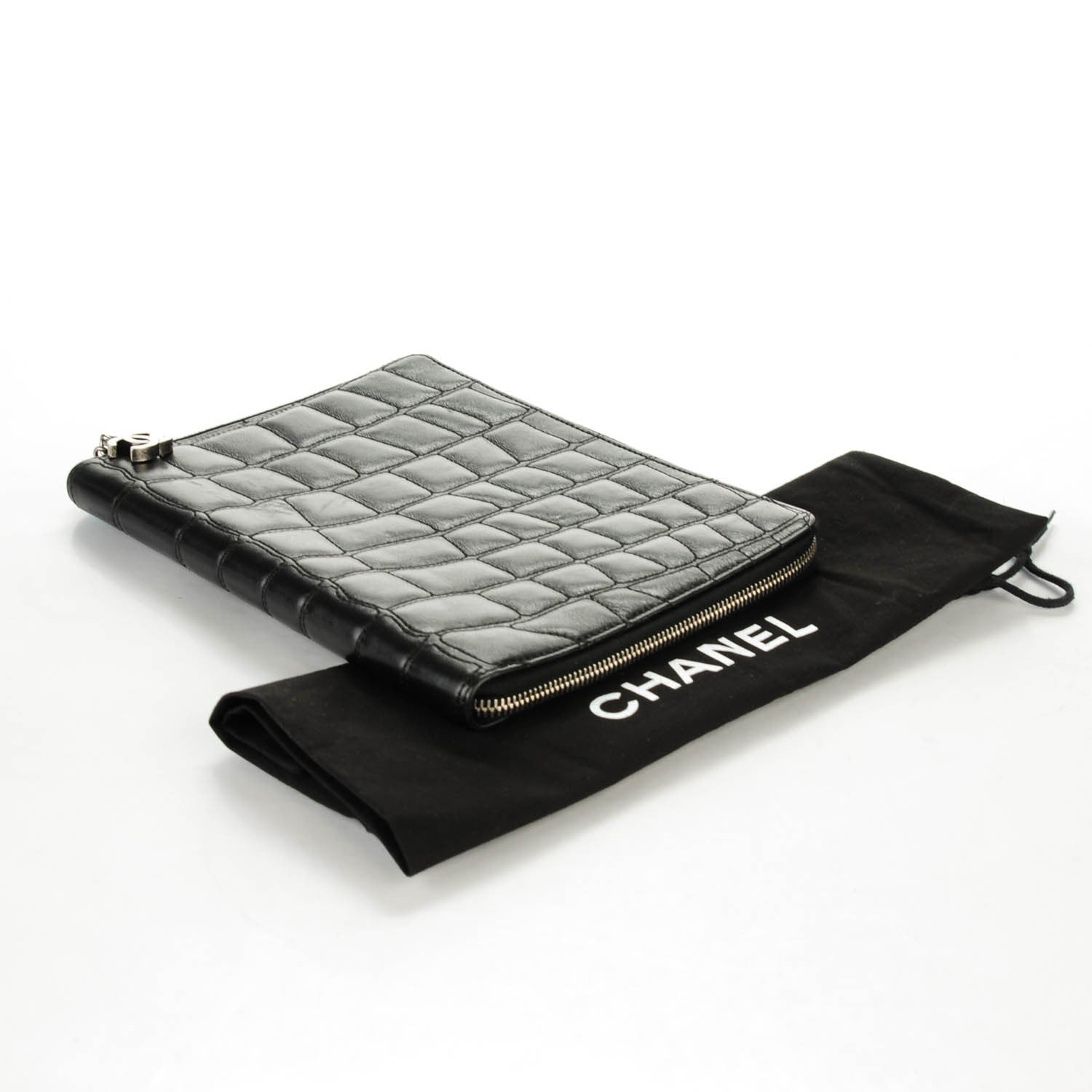 Chanel Calfskin Coco's Croc Zip Around Notebook Cover Black 4 of 8
